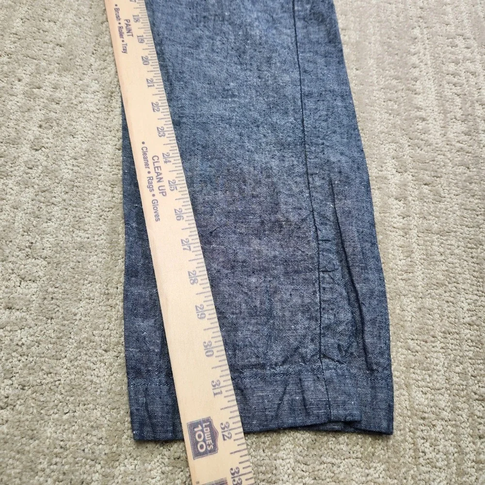 J Crew Pants Men 34x32 Sutton Chambray Linen Blend Straight Leg Blue Preppy